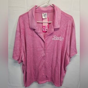 Barbie Pink French Terry Collared Shirt NWT Sz 3X